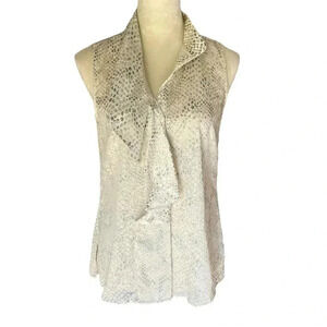 Etcetera Ruffle Sleeveless Animal Print Neutral Top Women Blouse Size 2